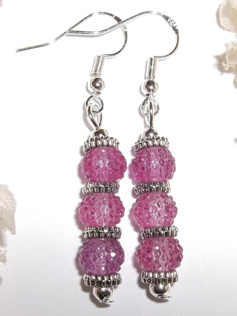 Purple Earrings Dangle Drop Silver Jewelry for Women Gift Idea for Her Set D905